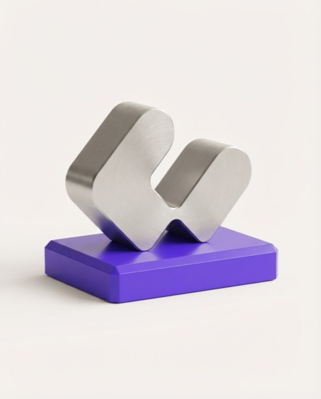 Platinum sculpture of the symbol on a violet base, award for the Ápice tier